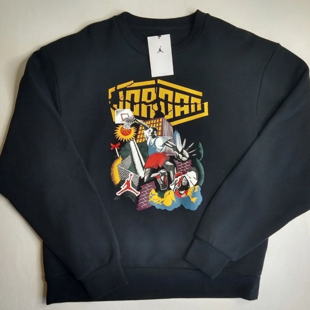 Nike Jordan Sport DNA Men's Fleece Crew Sweatshirt DC9615-010 New XL Black